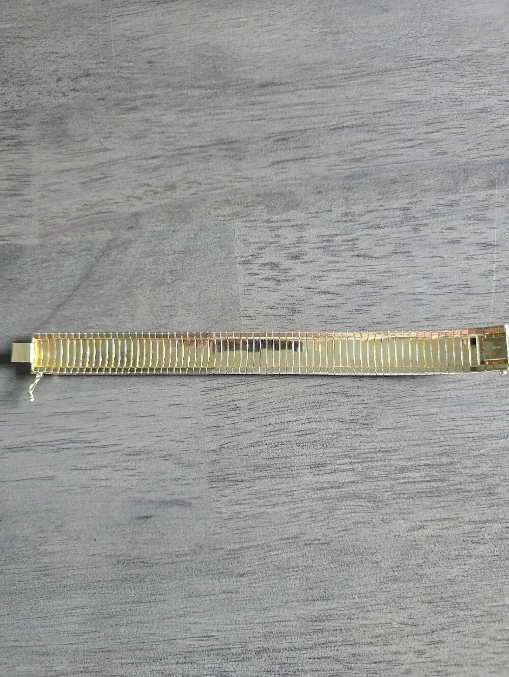 Vintage Italian Wide Flexible Tri-tone Vermeil and Sterling Silver Bracelet
